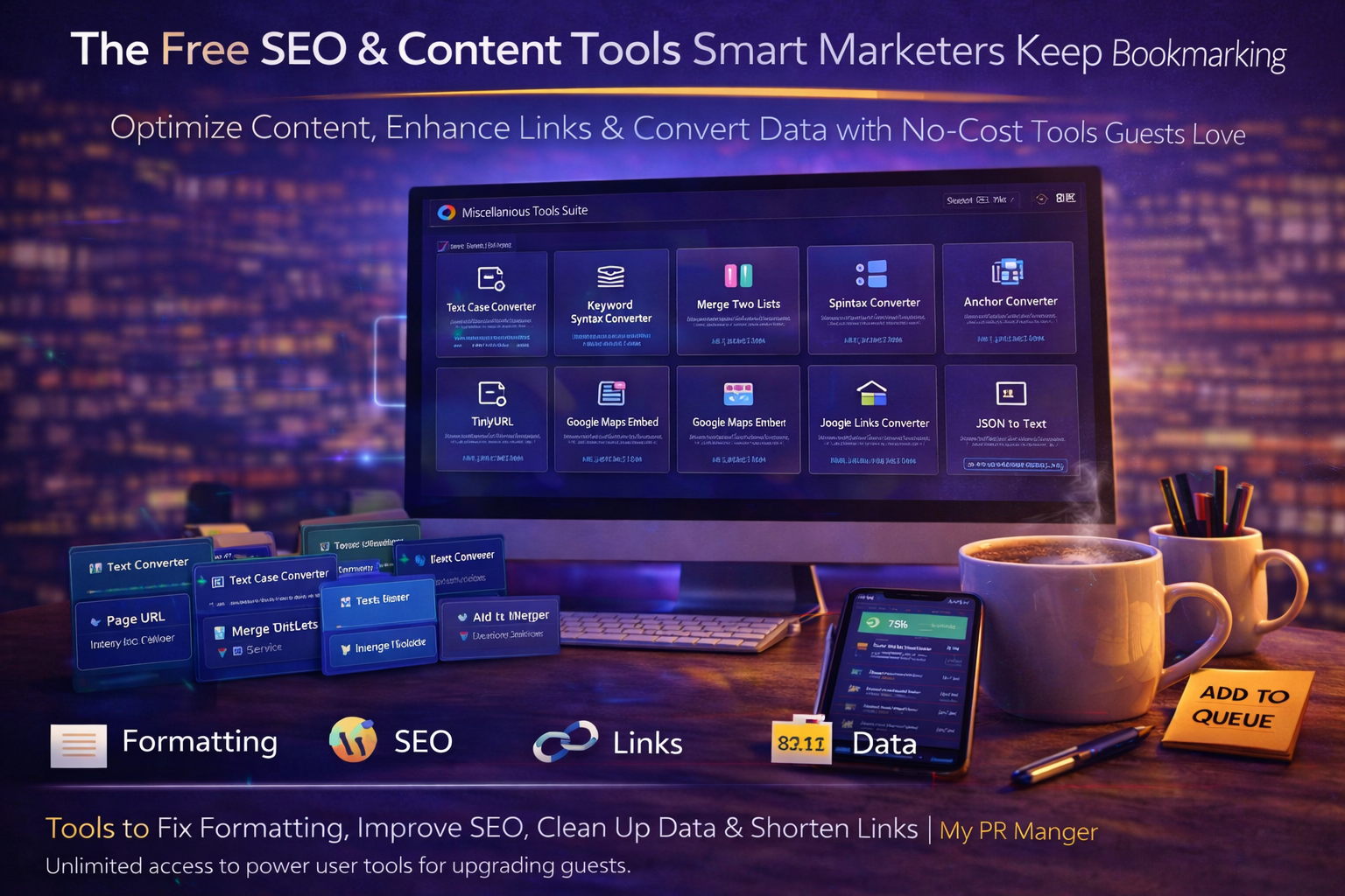 Free SEO & Content Tools for Marketers | My PR Manager