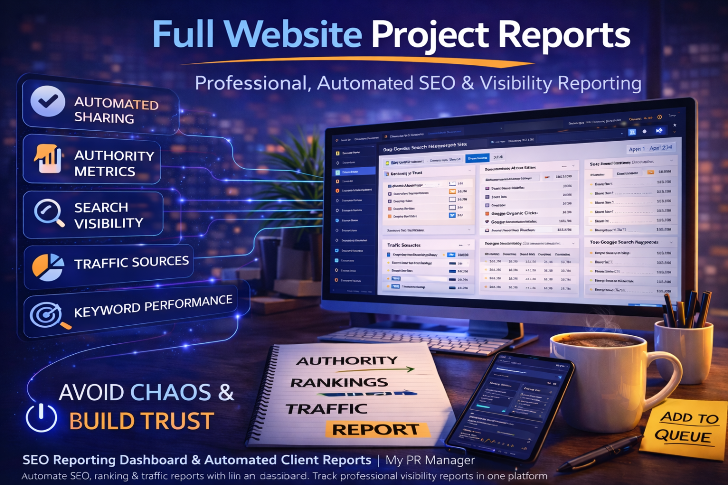 SEO Reporting Dashboard & Automated Client Reports | My PR Manager